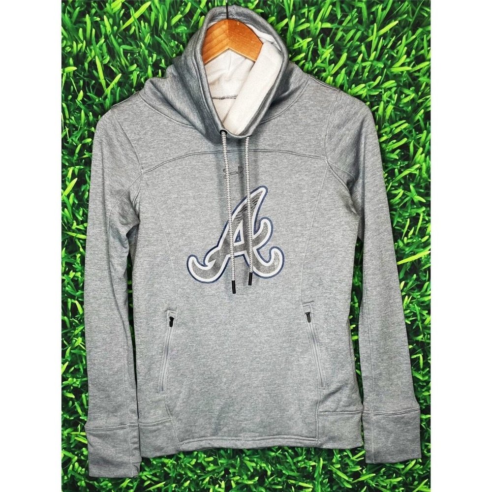 Atlanta Braves MLB Baseball Women’s XS Gray Mock Neck Sweatshirt Pullover